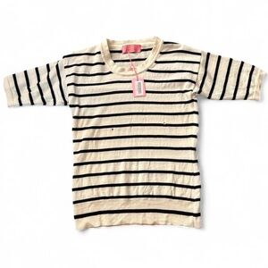 Charles Tyrwhitt 100% Merino Wool Striped Knit Top M NWT Damaged For Repair